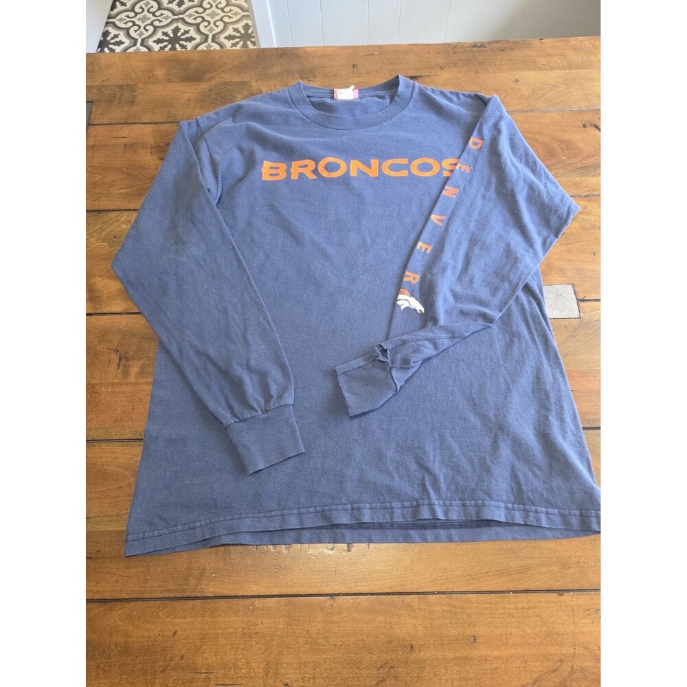vintage 2004 vf imagewear denver broncos shirt medium blue long sleeve nfl tee